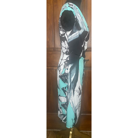 Est. 1962 Turquoise Green, Black & White Women's Classy Dress, Stretchy, Size 10 - Picture 7 of 7